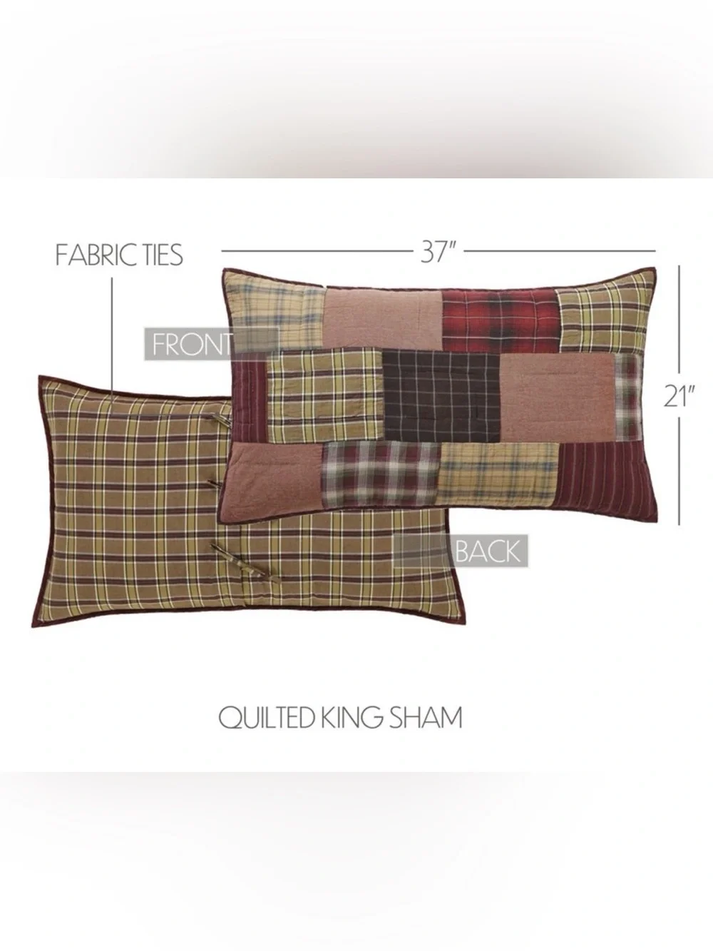 VHC Brands Wyatt Rustic Patchwork King Sham 21x37